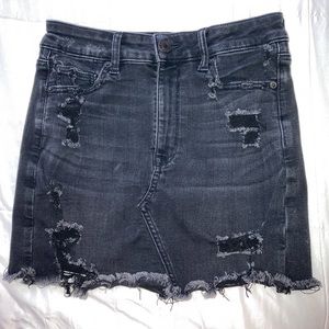 American Eagle off black ripped jeans mini skirt worn. Womens 6